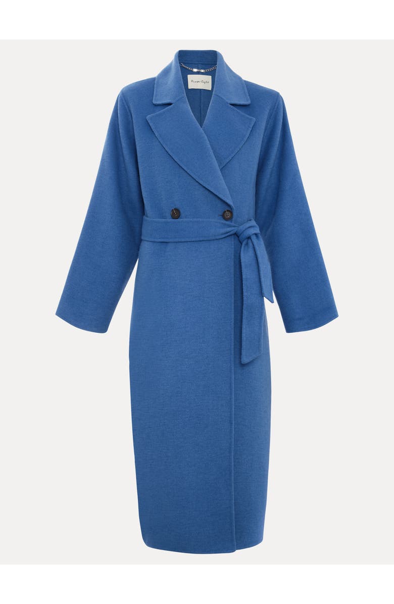 Phase Eight Long Sleeve Belted Wrap Midi Coat, Alternate, color, Blue