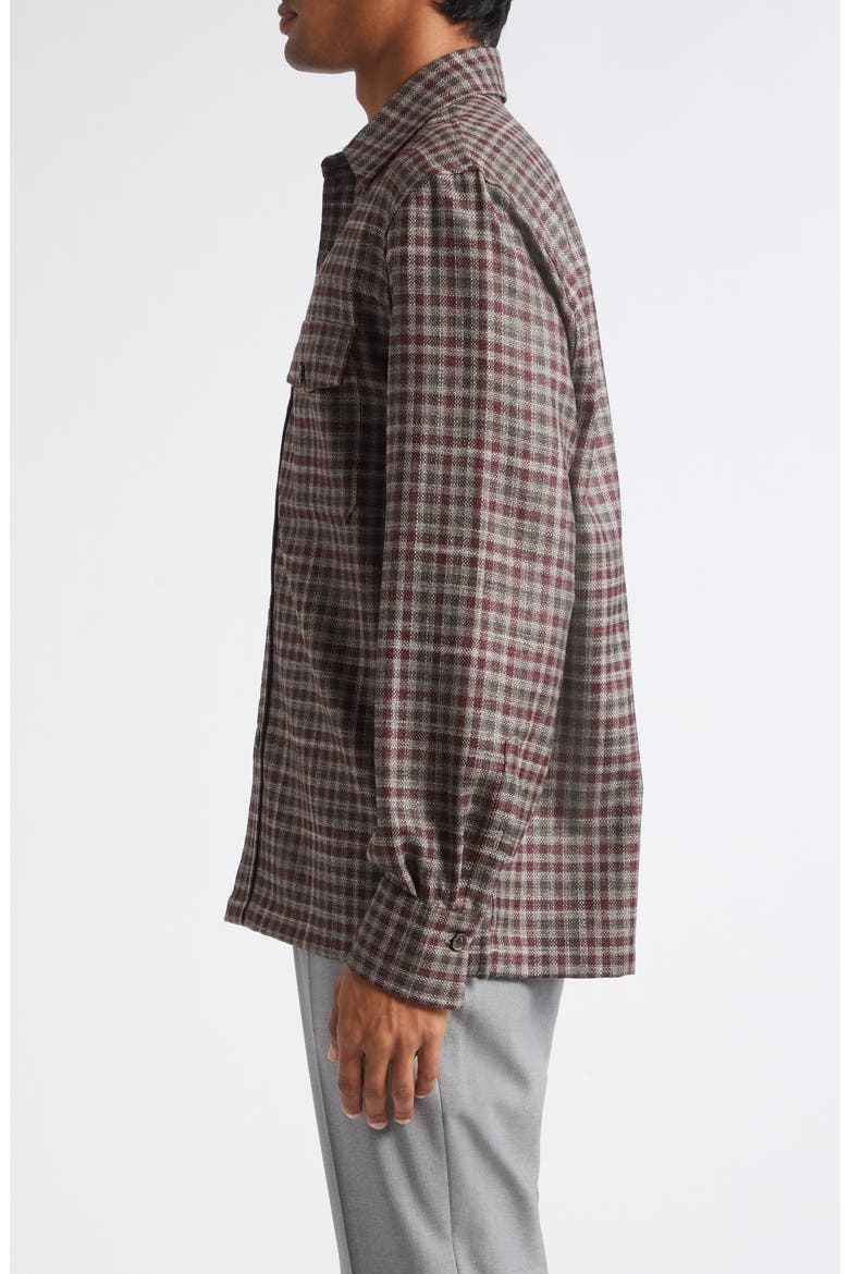 Damier Check Wool & Silk Overshirt, Alternate, color, BRUNO 400