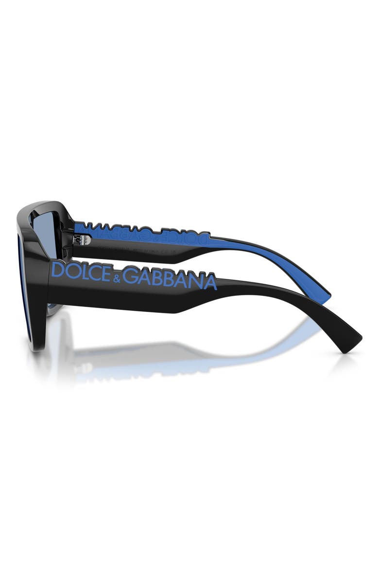 Dolce&Gabbana 134mm Rectangular Shield Sunglasses, Alternate, color, Black / Blue