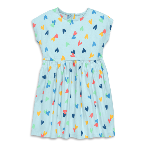 Primary Kids Backyard Dress In Rainbow Tulip Fields In Saltwater Rainbow Hearts