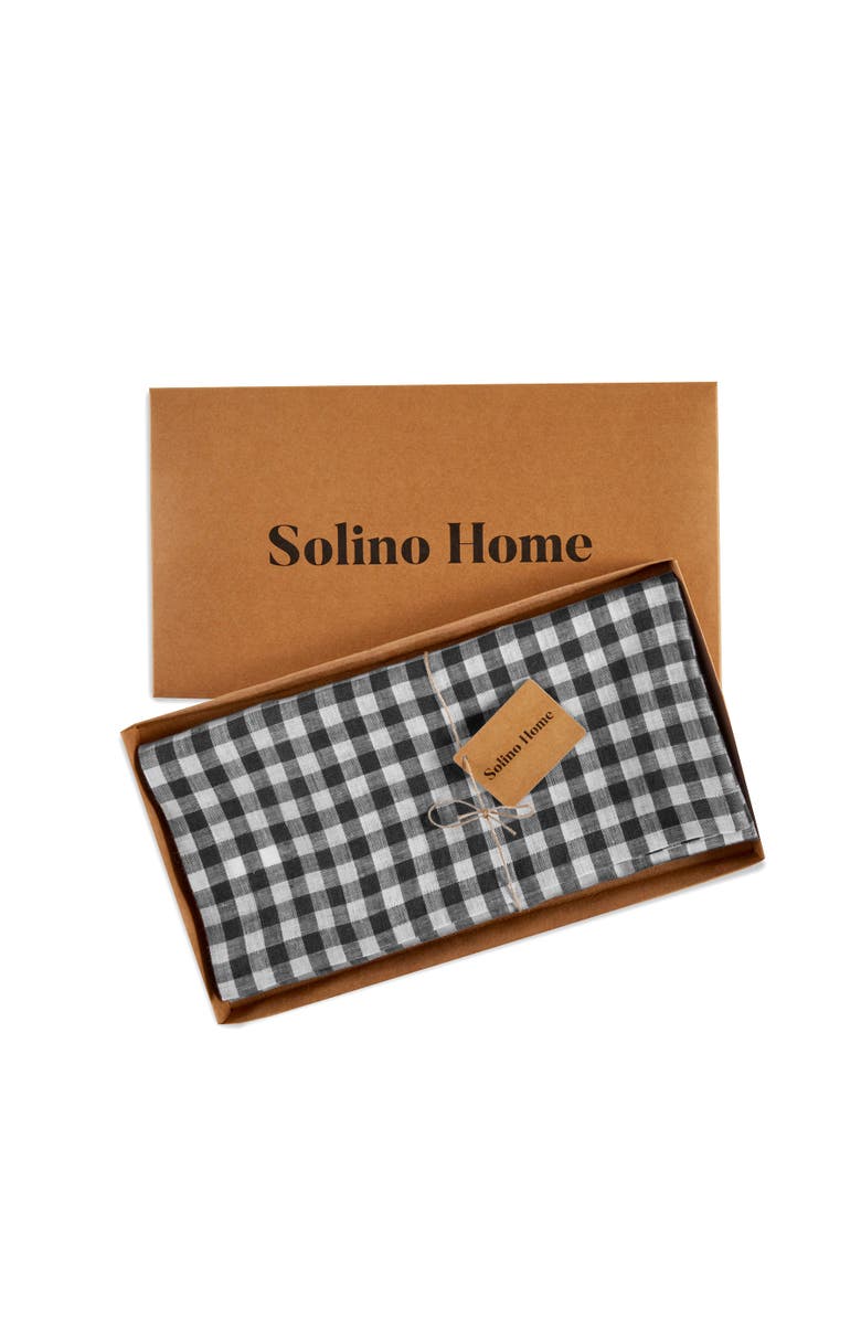Solino Home Linen Table Throw - Gingham Check, 52" x 52", 52" x 52", Alternate, color, Black