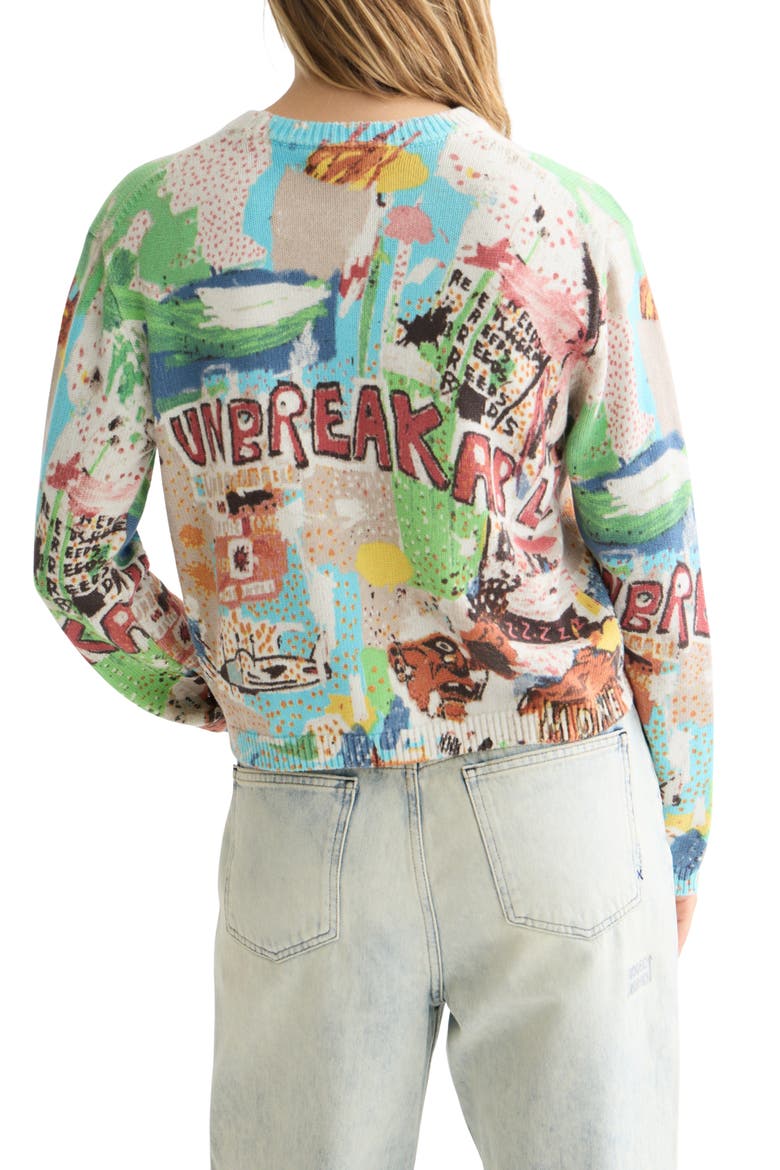 x Basquiat Embroidered Cotton Graphic Crewneck Sweater, Alternate, color, BASQUIAT UNBREAKABLE