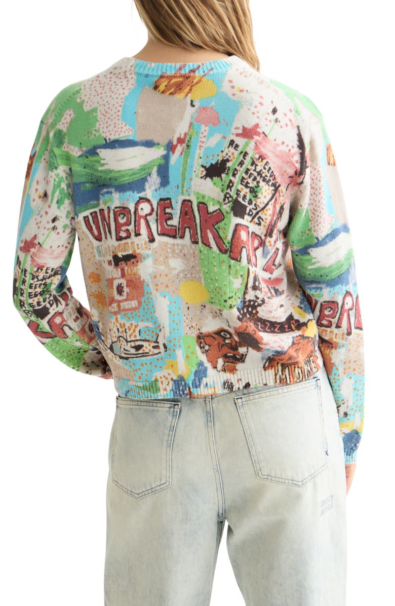 Scotch & Soda x Basquiat Embroidered Cotton Graphic Crewneck Sweater, Alternate, color, Basquiat Unbreakable