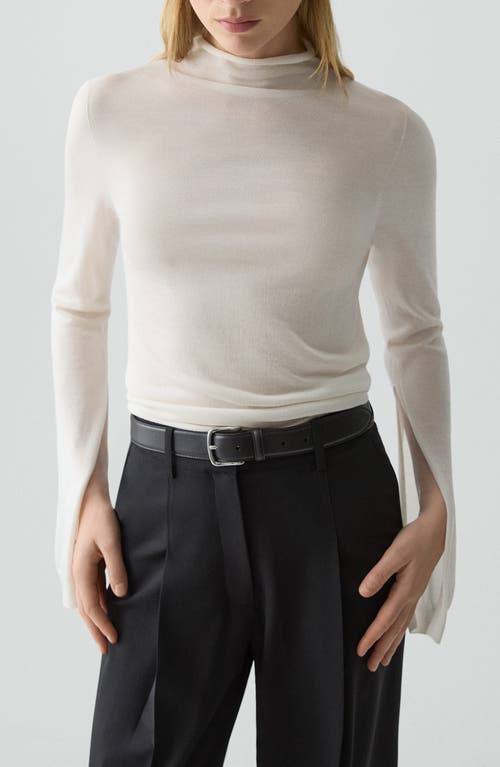 Theory Split Sleeve Roll Neck Wool Blend Sweater In White