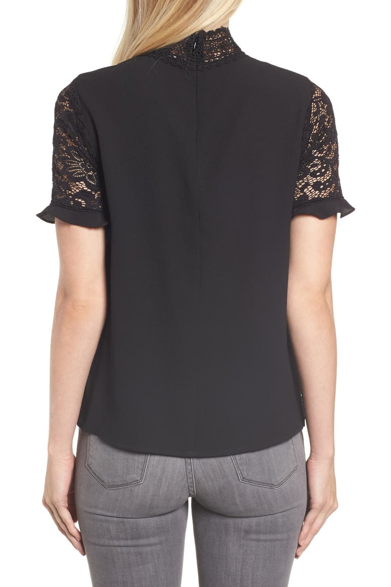 Gibson x Glam Squad Sheaffer Lace Top (Nordstrom Exclusive), Alternate, color, BLACK