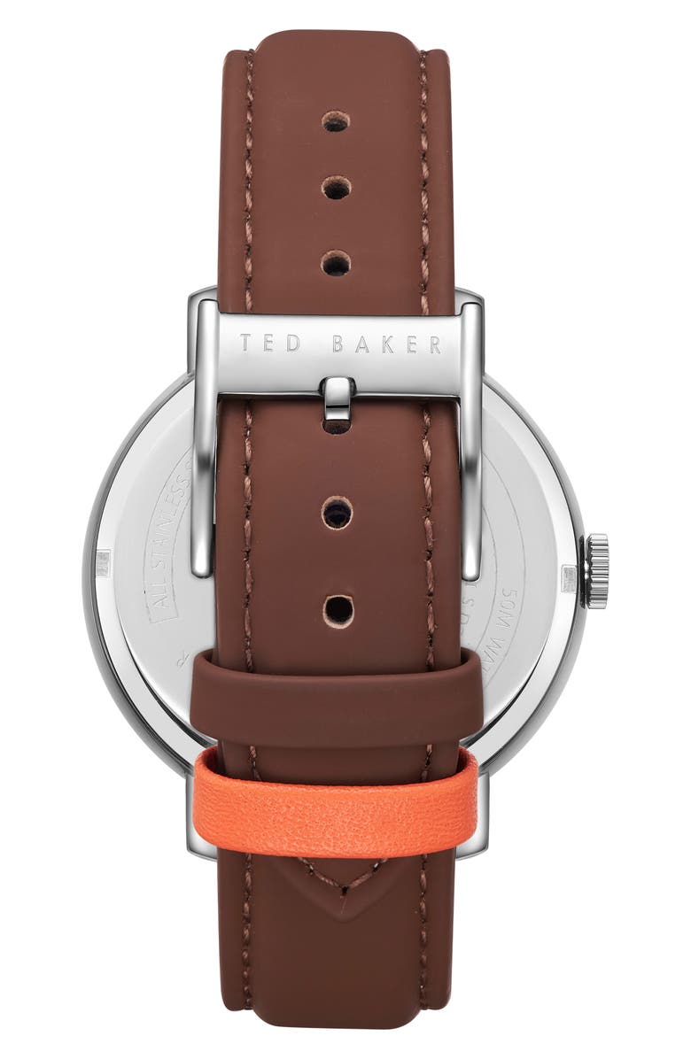 Ted Baker London Oscar Leather Strap Watch, 43mm, Alternate, color,