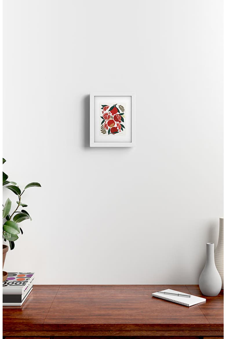 Pomegranates Pattern Framed Art Print, Alternate, color, RED/ GREEN