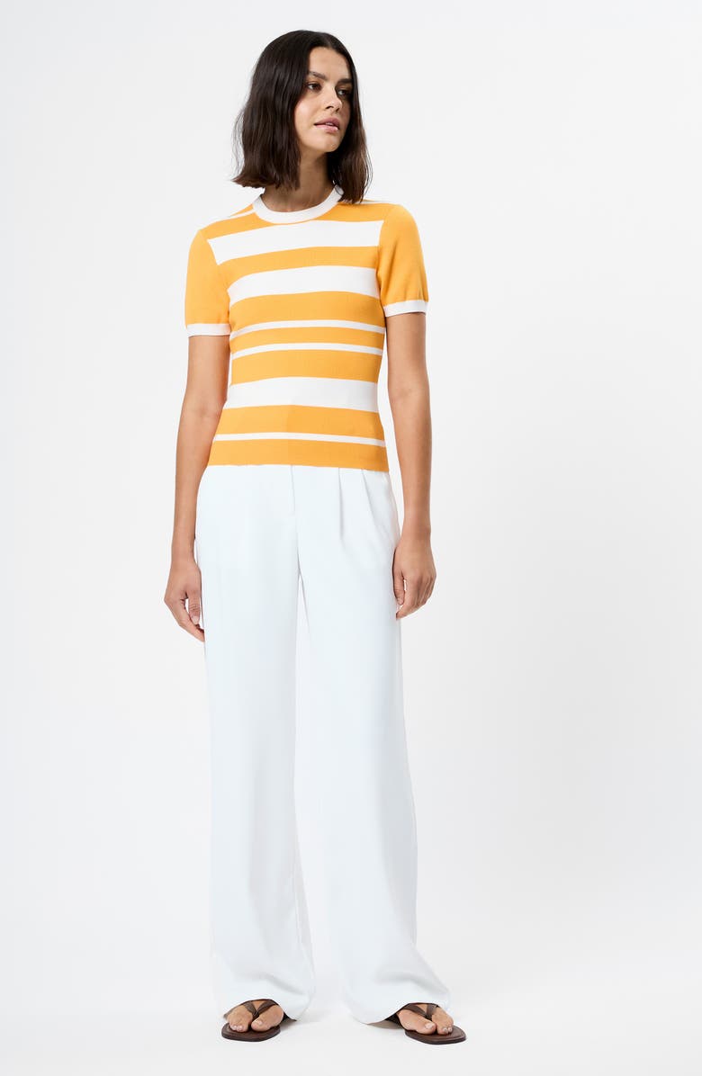 French Connection Maxime Stripe Short Sleeve Top, Alternate, color, Clementine-White