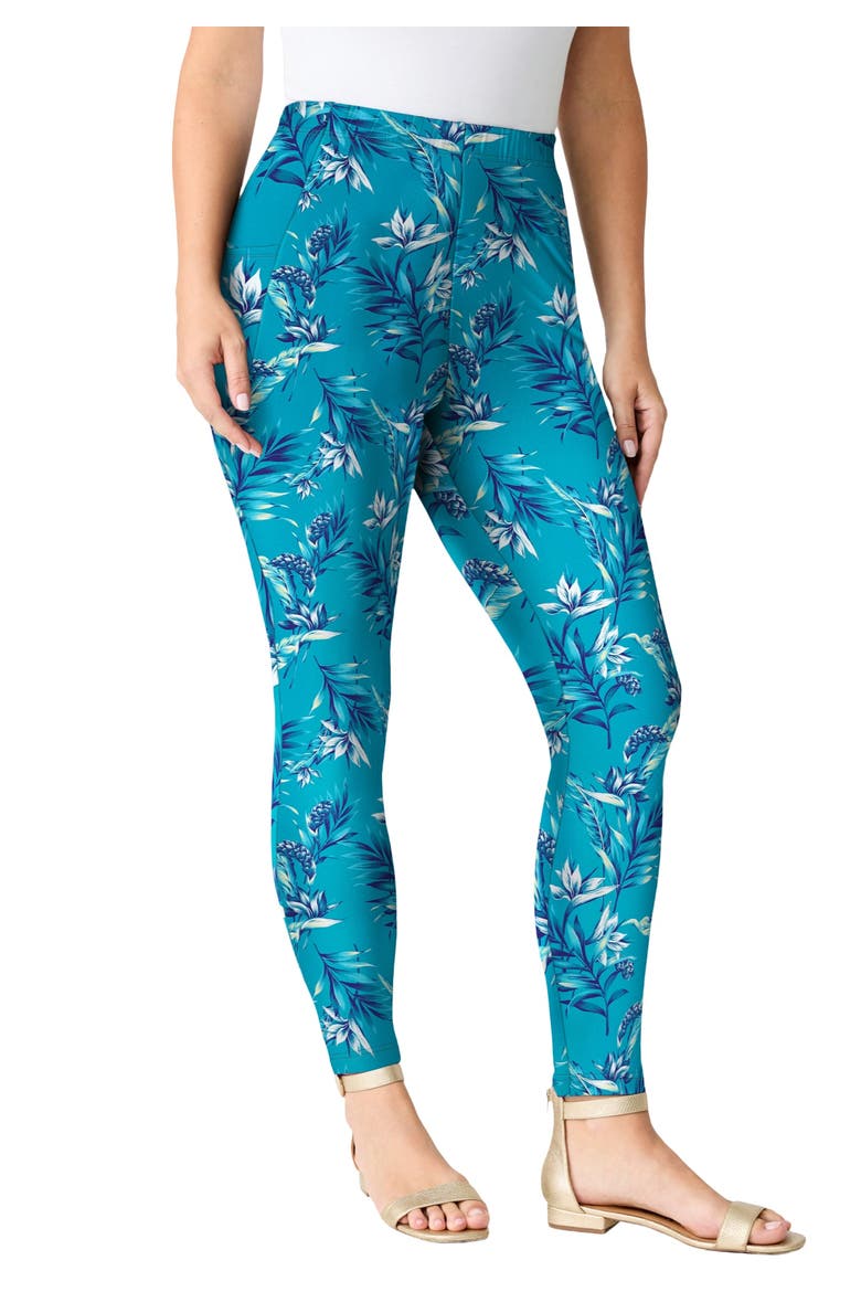 Side Pocket Essential Legging, Main, color, TURQUIOSE PARADISE FLOWER