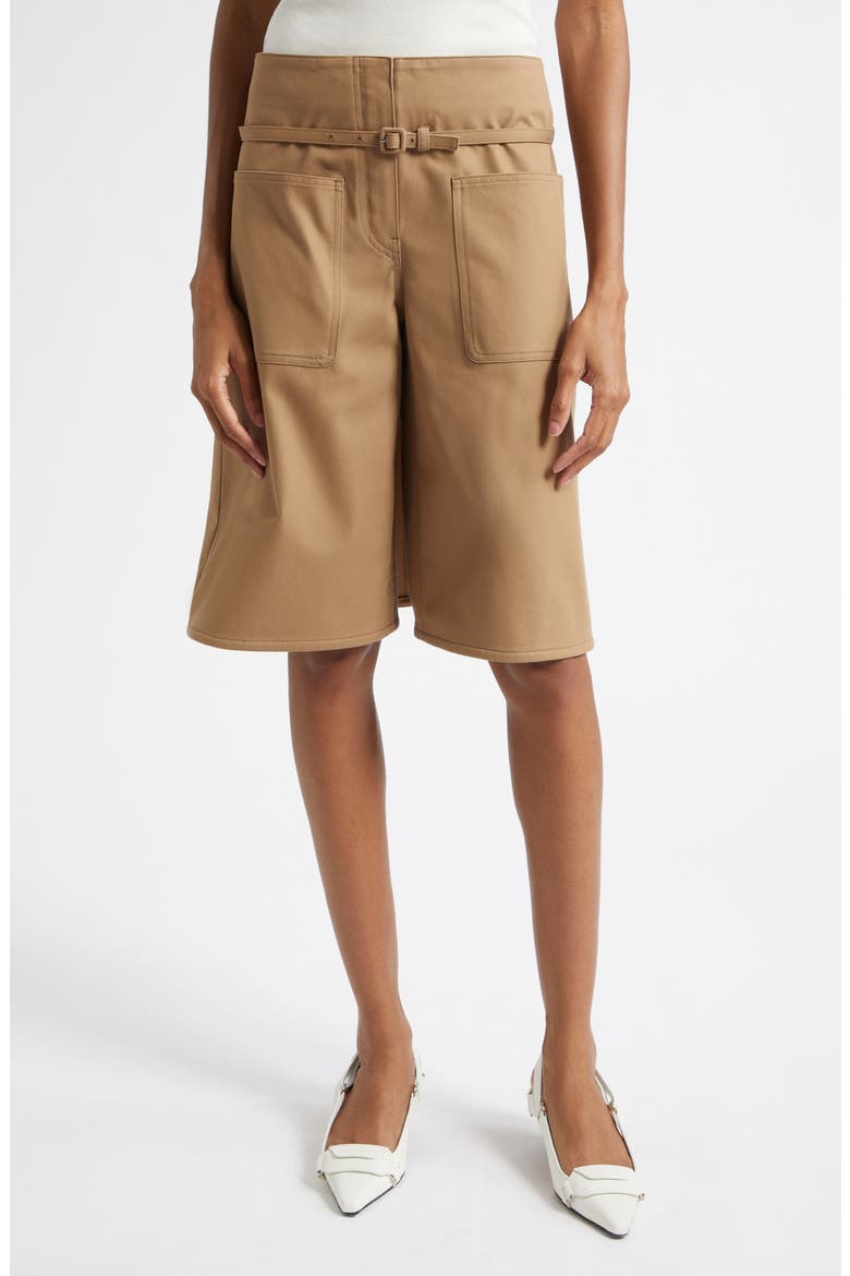 Cotton Canvas Back Panel Bermuda Shorts, Main, color, DARK SAND