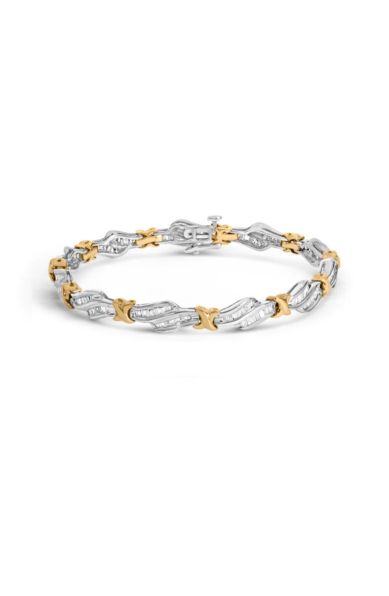 Haus of Brilliance 10k Two-Toned Gold 2.00 Cttw Diamond Weave and "X" Spiral Link Bracelet, Main, color, Yellow