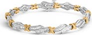Haus of Brilliance 10k Two-Toned Gold 2.00 Cttw Diamond Weave and "X" Spiral Link Bracelet