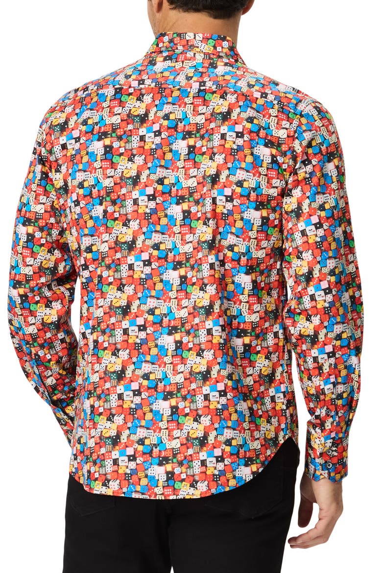 Snake Eyes Long Sleeve Stretch Cotton Button Up Shirt, Alternate, color, MULTI