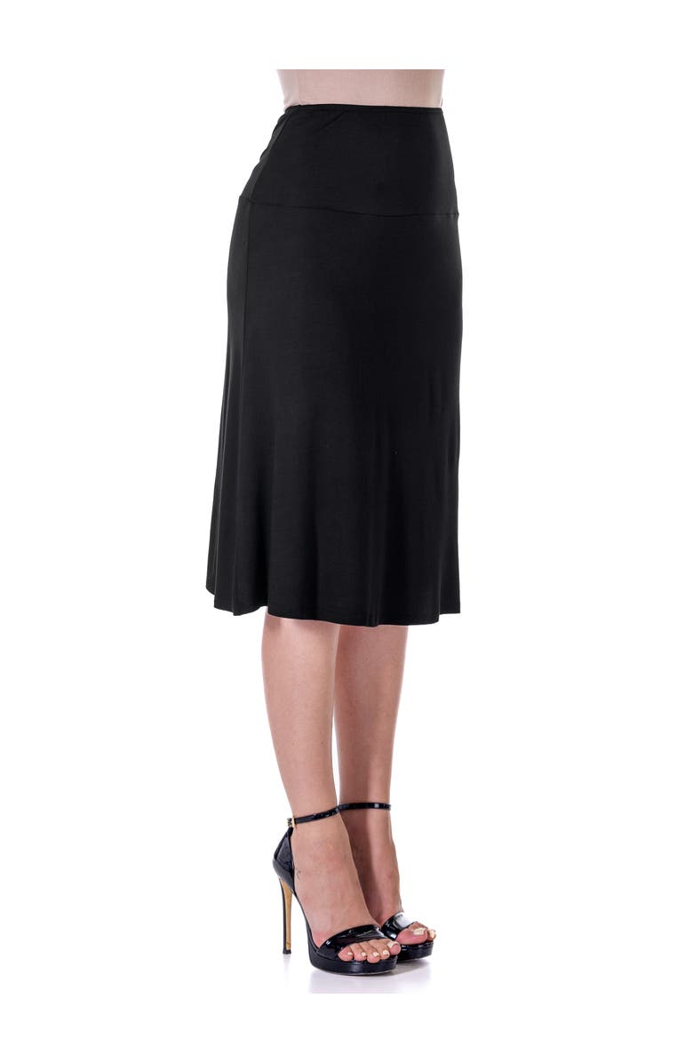 24seven Comfort Apparel A-LINE Elastic Waist Knee Length Skirt, Alternate, color, Black
