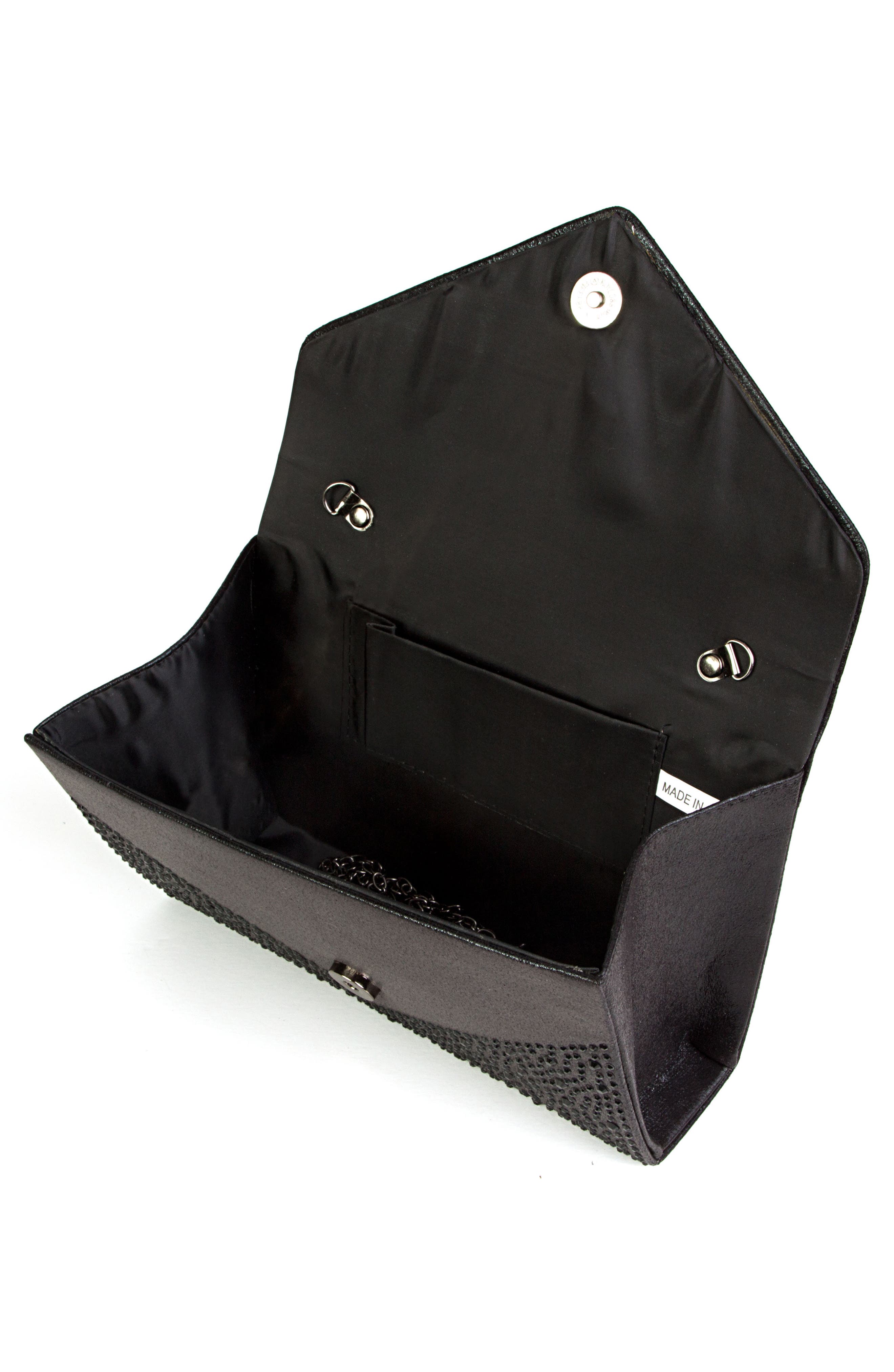 LADY COUTURE Rhinestone Envelope Clutch, Alternate, color, Black