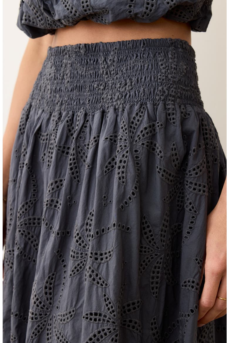 Bea Eyelet Midi Skirt, Alternate, color, INDIGO