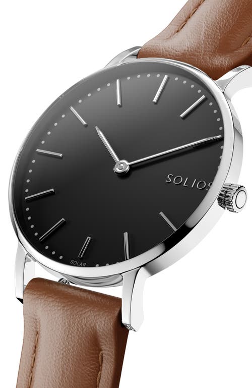Solios Watches The Solar Classic | Black Dial In Brown Vegan Leather