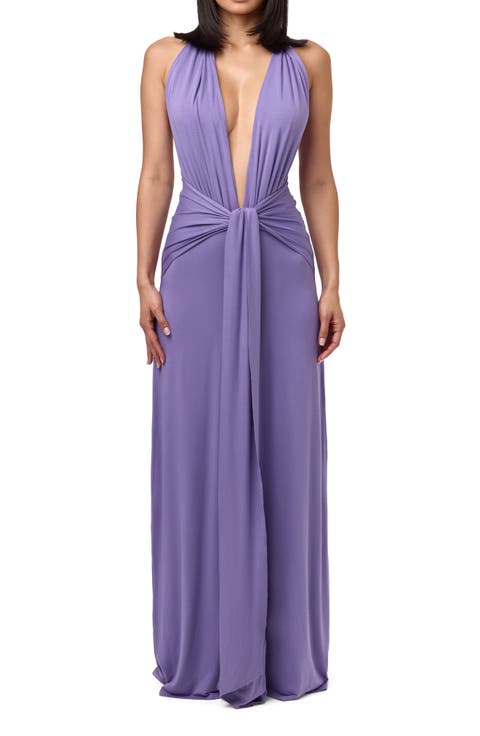 Plunge Halter Maxi Dress