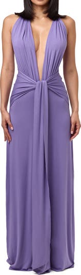 Plunge Halter Maxi Dress
