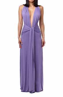 Naked Wardrobe Plunge Halter Maxi Dress