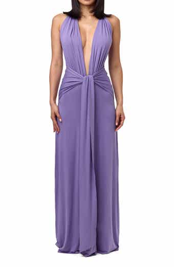 Naked Wardrobe Plunge Halter Maxi Dress