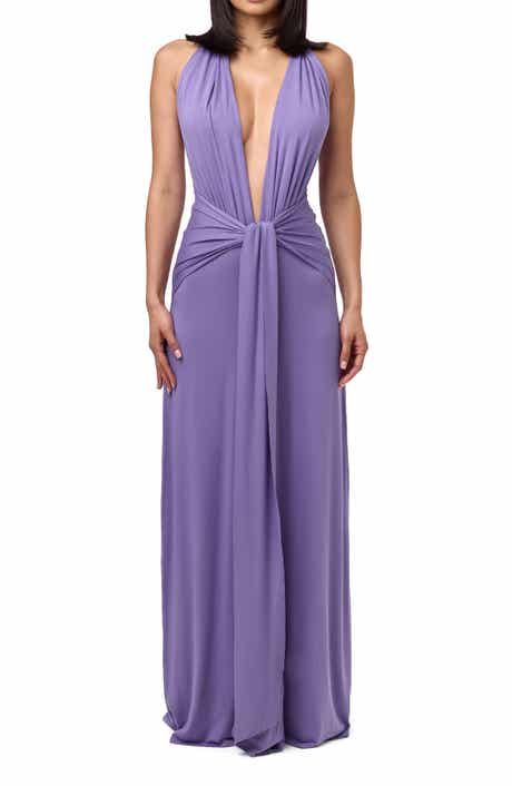Naked Wardrobe Plunge Halter Maxi Dress
