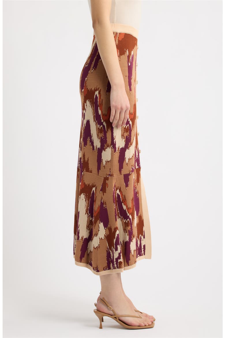 Mel Knit Midi Skirt, Alternate, color, AMBER BRUSH PRINT KNIT