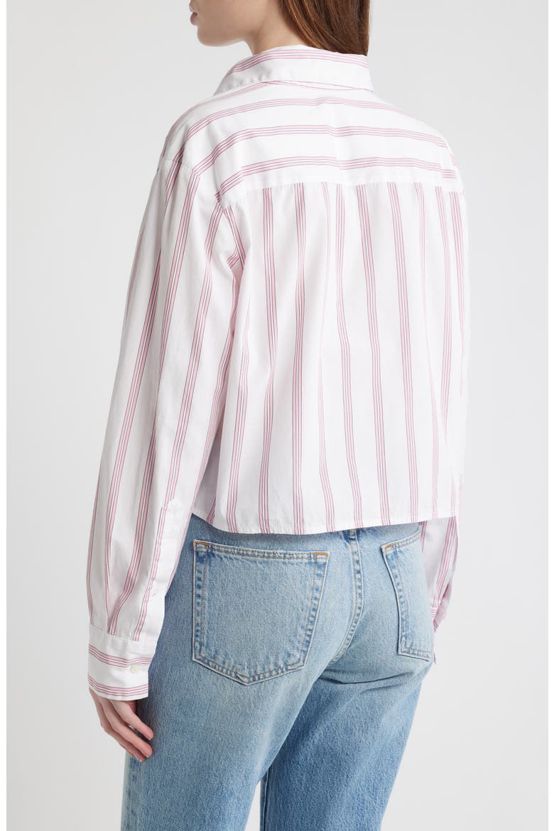 Stripe Asymmetric Cotton Button-Up Shirt, Alternate, color, PELICANO STRIPE