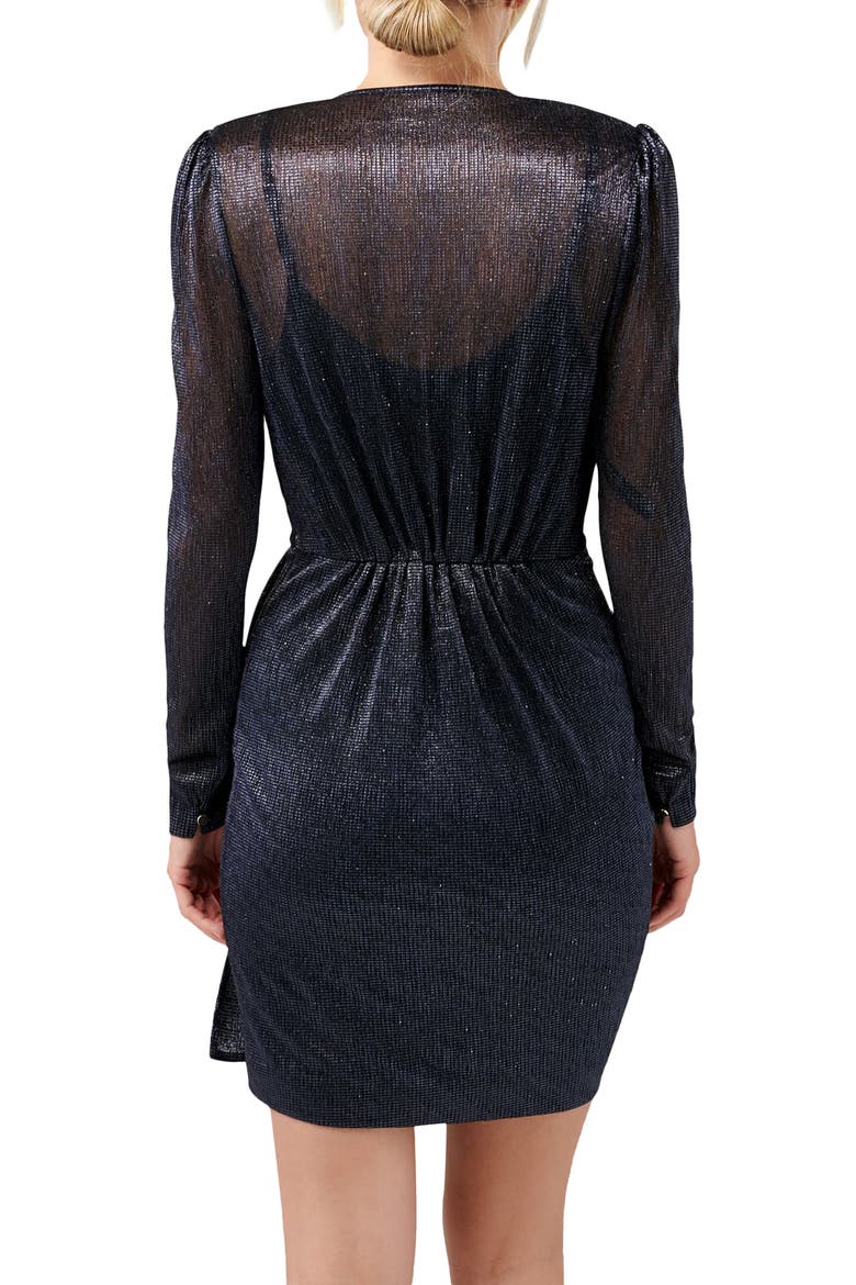 Alexia Long Sleeve Metallic Cocktail Dress, Alternate, color, NAVY