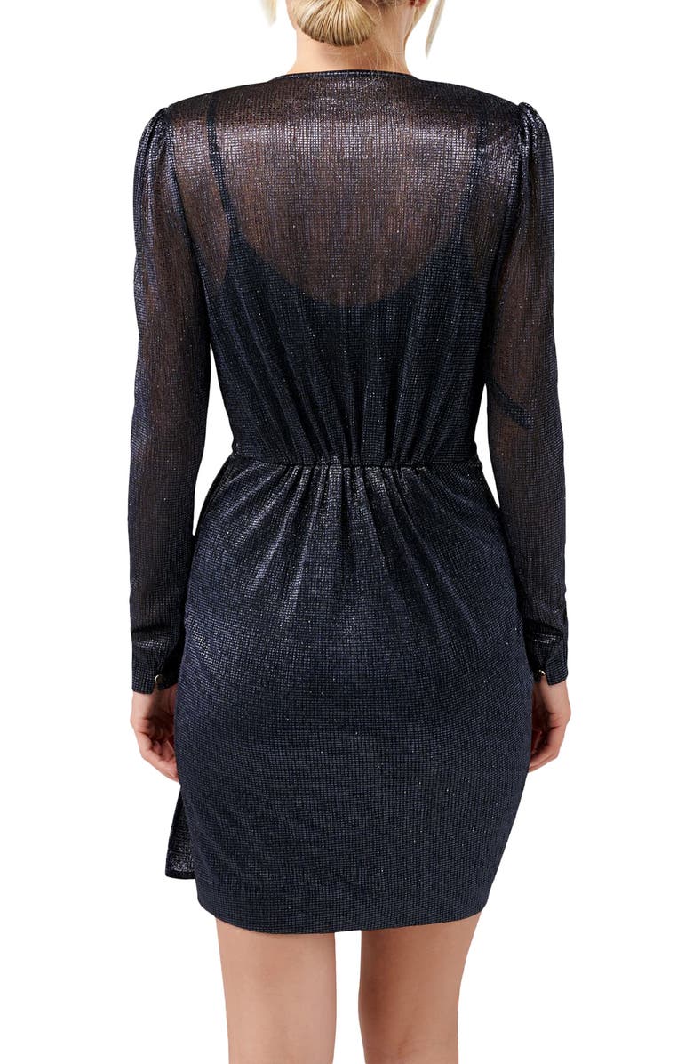 Ever New Alexia Long Sleeve Metallic Cocktail Dress, Alternate, color,