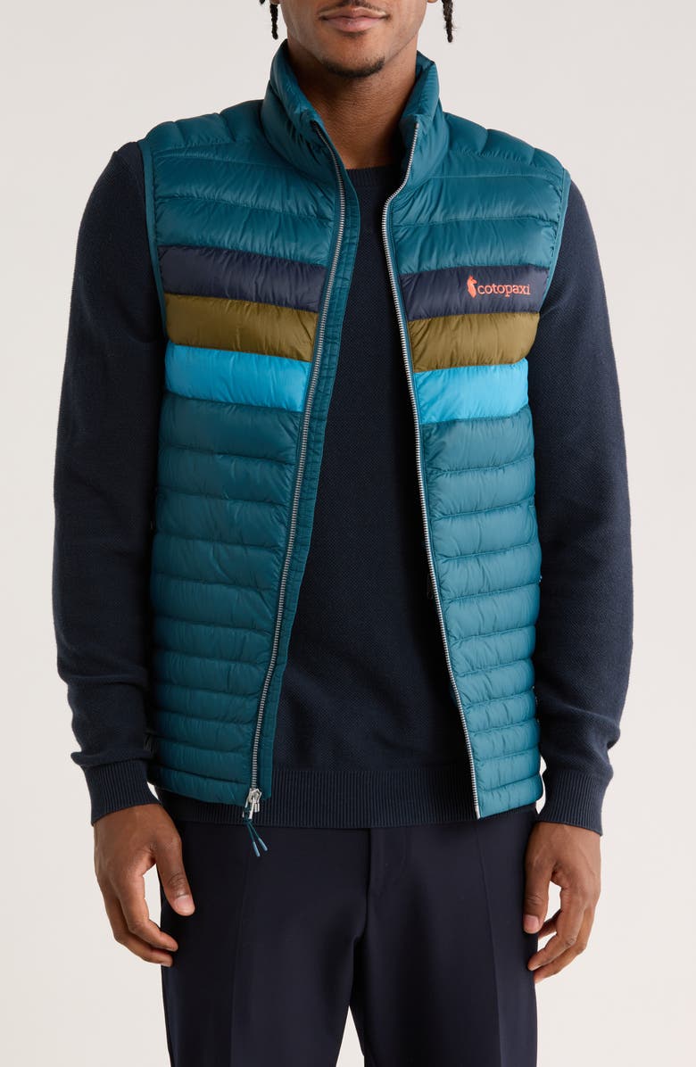 Cotopaxi Fuego Water Resistant 800 Fill Power Down Vest, Alternate, color, Abyss Stripes