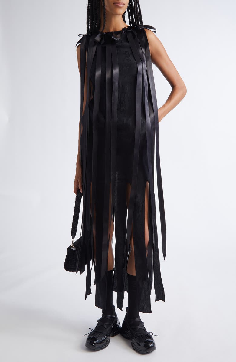 Simone Rocha Unbounded Ribbon Dress, Alternate, color, Black
