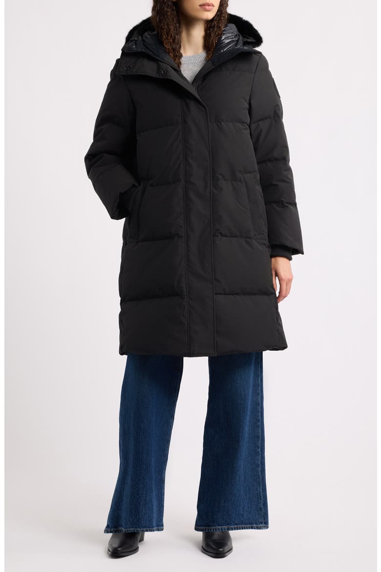 Louise Down Parka with Genuine Shearling Hood Trim, Main, color, BLACK - NOIR