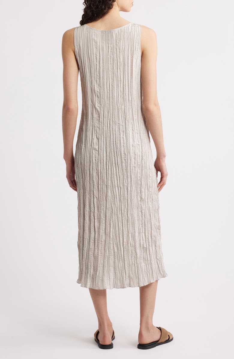 Eileen Fisher Pleated Silk Midi Dress, Alternate, color, Chalk