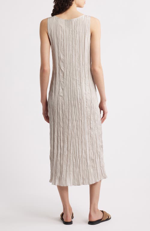 Eileen Fisher Pleated Silk Midi Dress In Chalk