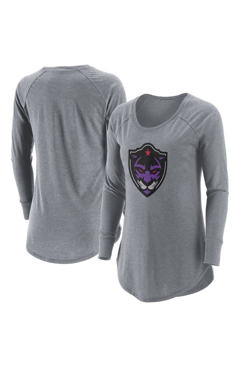 Women's Gray Panther City Lacrosse Club Primary Logo Tri-Blend Long Sleeve T-Shirt, Main, color, Gray