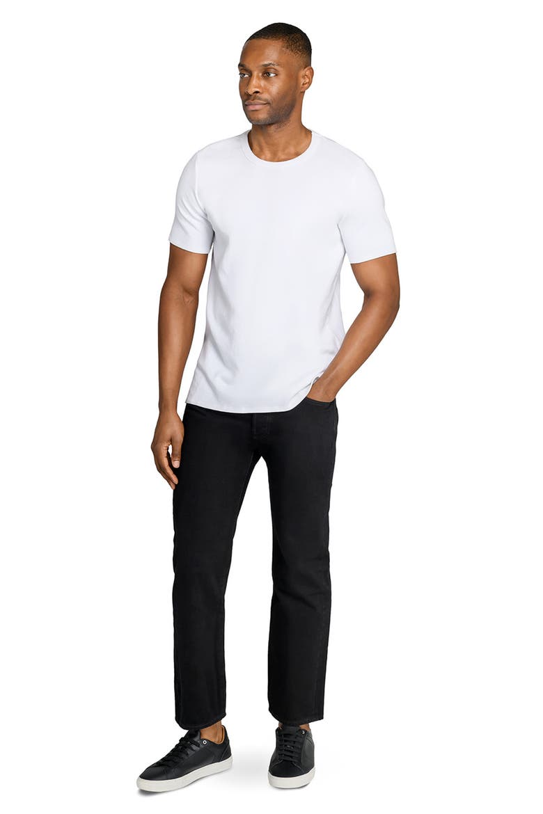 Asher Black Slub Stretch Cotton & Modal T-Shirt, Alternate, color, WHITE