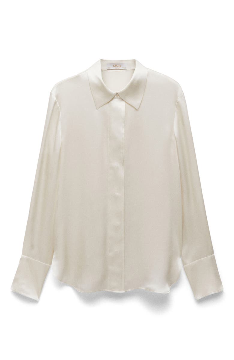 MANGO Silk Satin Button-Up Shirt, Alternate, color, 