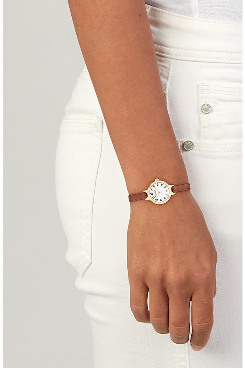 Iris Leather Strap Watch, 22.5mm, Alternate, color, SADDLE