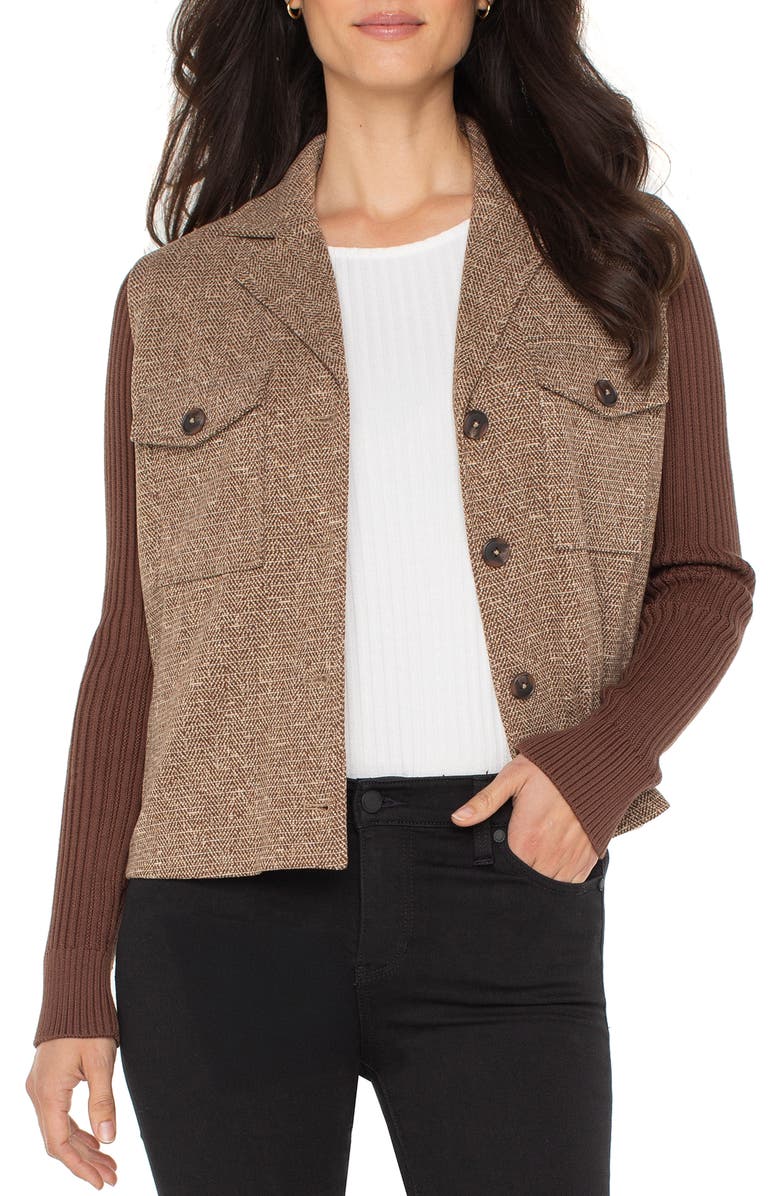 Liverpool Los Angeles Mixed Media Shacket, Main, color,