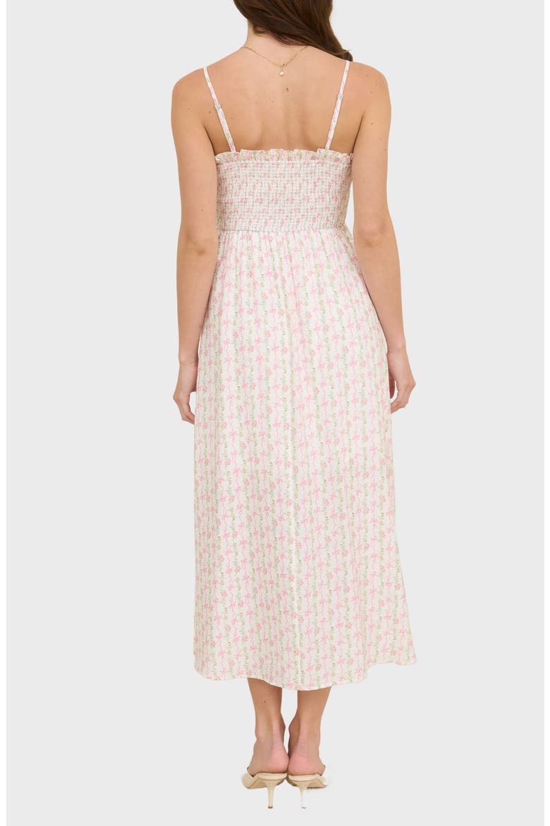 Bow and Flower Stripe Midi Dress, Alternate, color, PINK MULTI