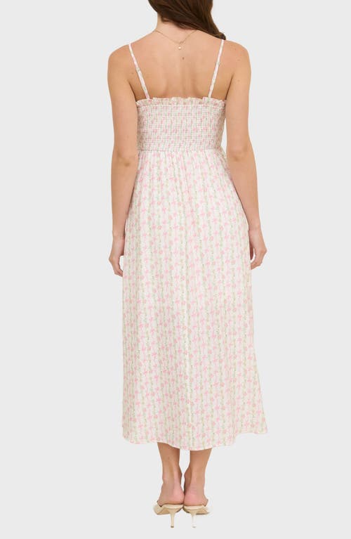 BLU PEPPER BLU PEPPER BOW AND FLOWER STRIPE MIDI DRESS 