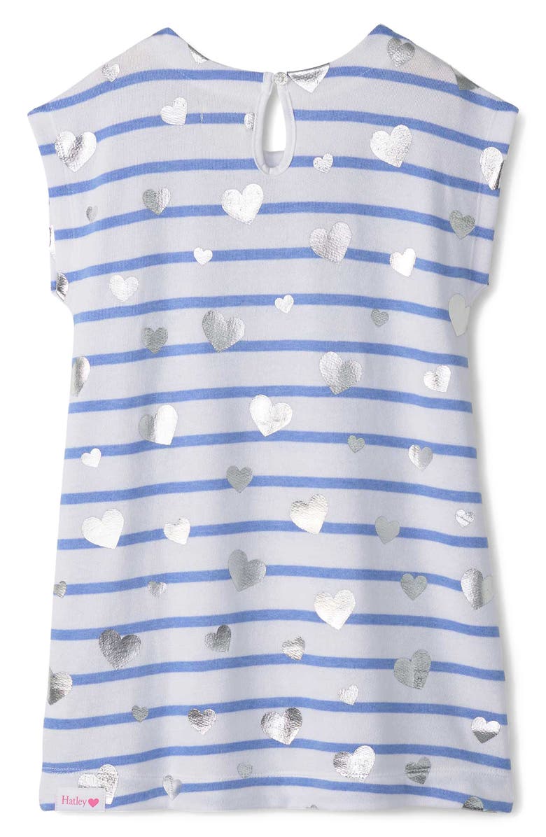 Hatley Kids' Heart Stripes Terry Dress, Alternate, color, Cornflower Blue