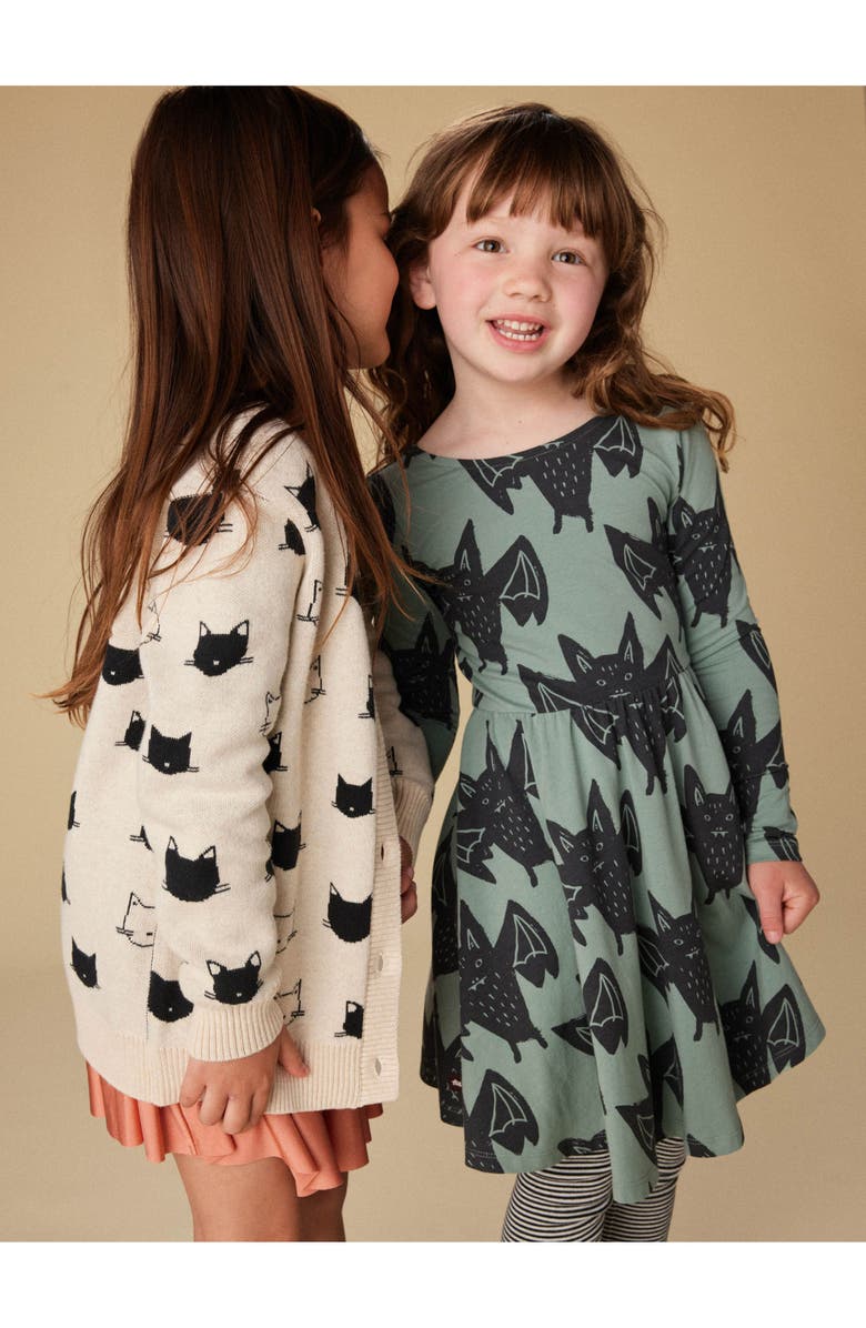 Tea Collection Printed Ballet Dress, Alternate, color, Fly By Night Bats