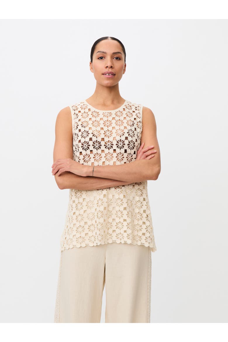 Mafanelis Floral Crochet Sleeveless Top, Main, color, Fog