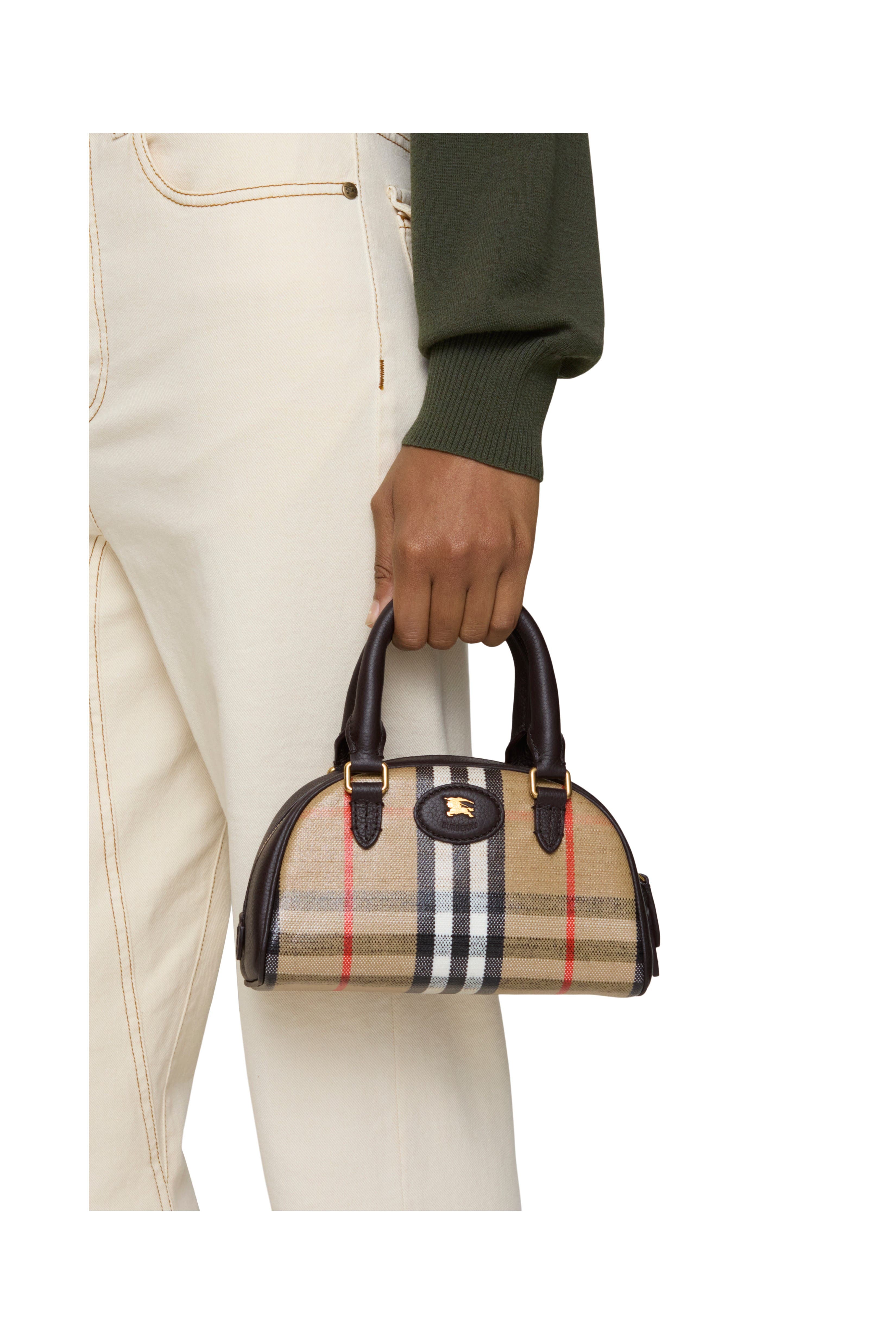 Burberry Mini Highlands Bowling Bag, Alternate, color, Sand Beige