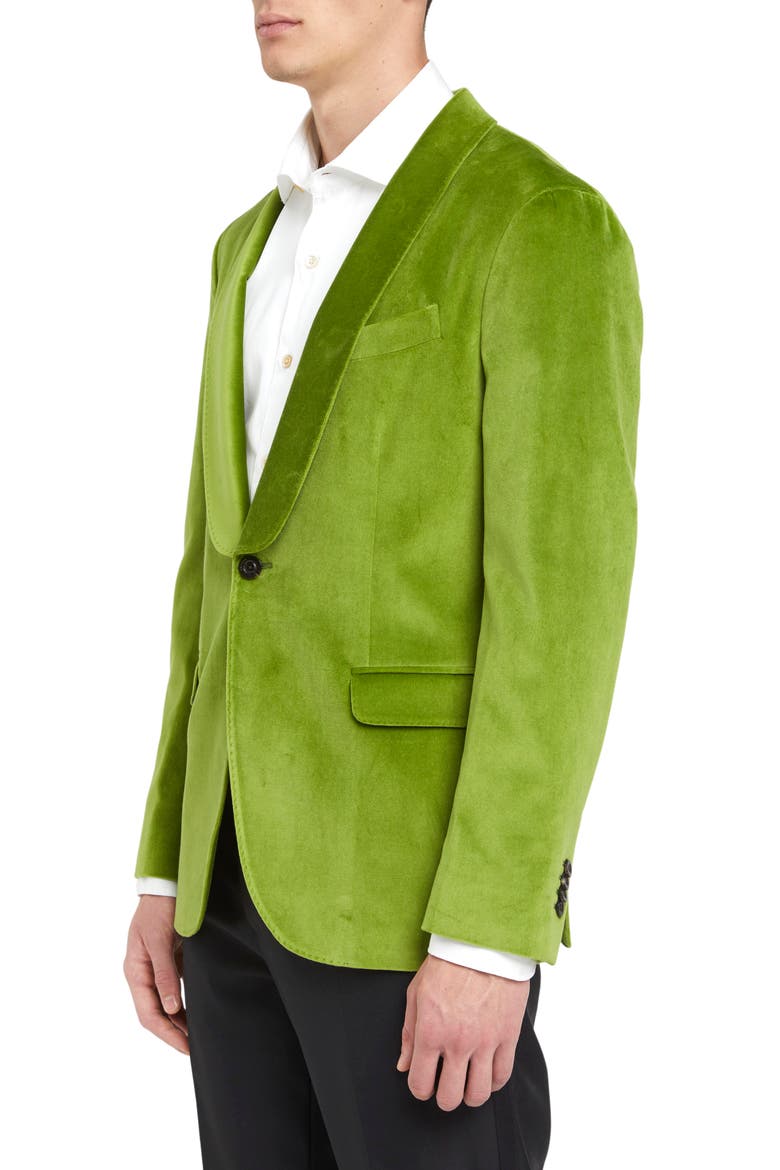 Shawl Collar Stretch Velveteen Dinner Jacket, Alternate, color, GREEN