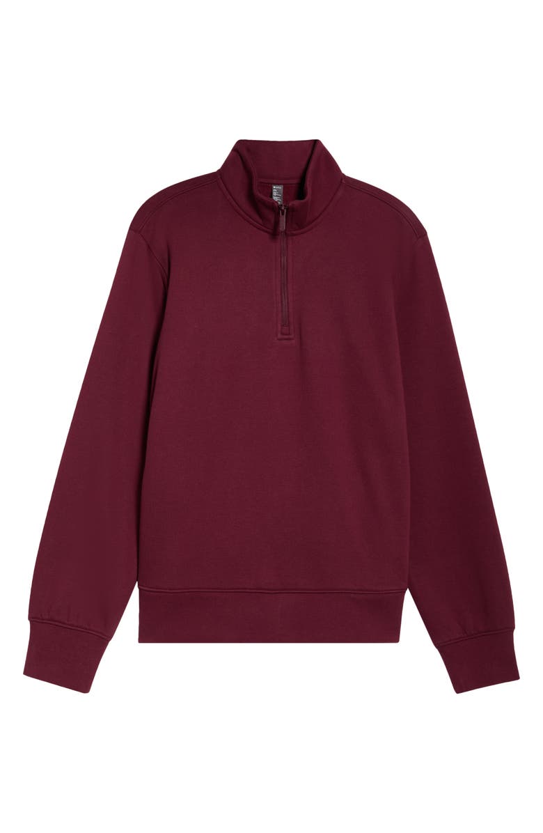 Zella Vital Fleece Quarter Zip Pullover, Alternate, color, Burgundy Tannin