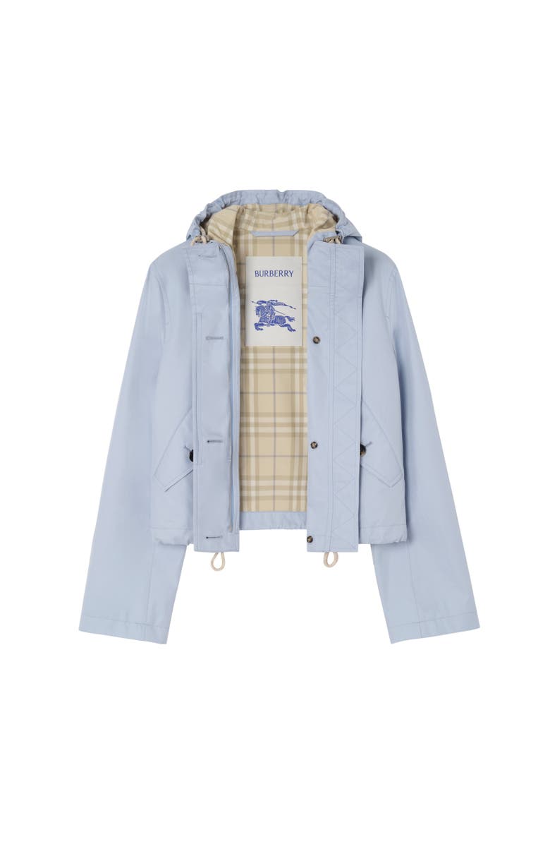 Burberry Cropped Tropical Gabardine Parka, Alternate, color, Sunbleached Blue
