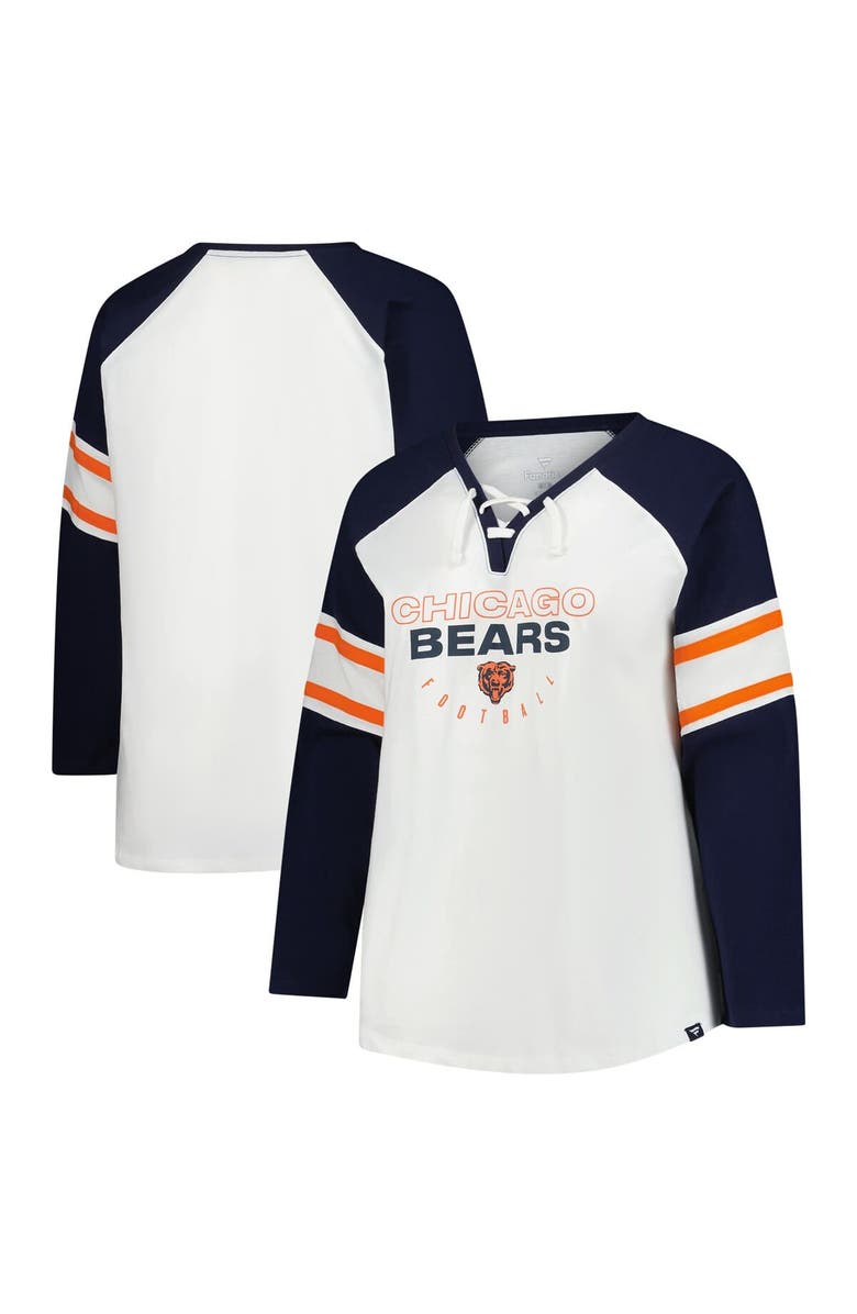 FANATICS Women's Fanatics White Chicago Bears Plus Size Redzone Lace Up Long Sleeve T-Shirt, Alternate, color, White